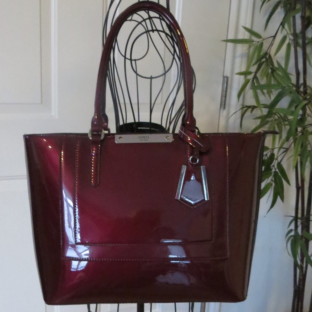 Stunning Guess Burgundy Patent Bag